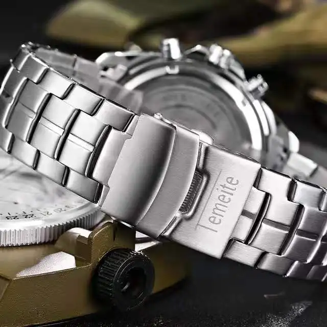 Luxury Brand Waterproof and shockproof stainless steel Military Sport Watches Men Silver Steel Digital Quartz Analog Watch Luxury Brand Waterproof and shockproof stainless steel Military Sport Watches Men Silver Steel Digital Quartz Analog Watch