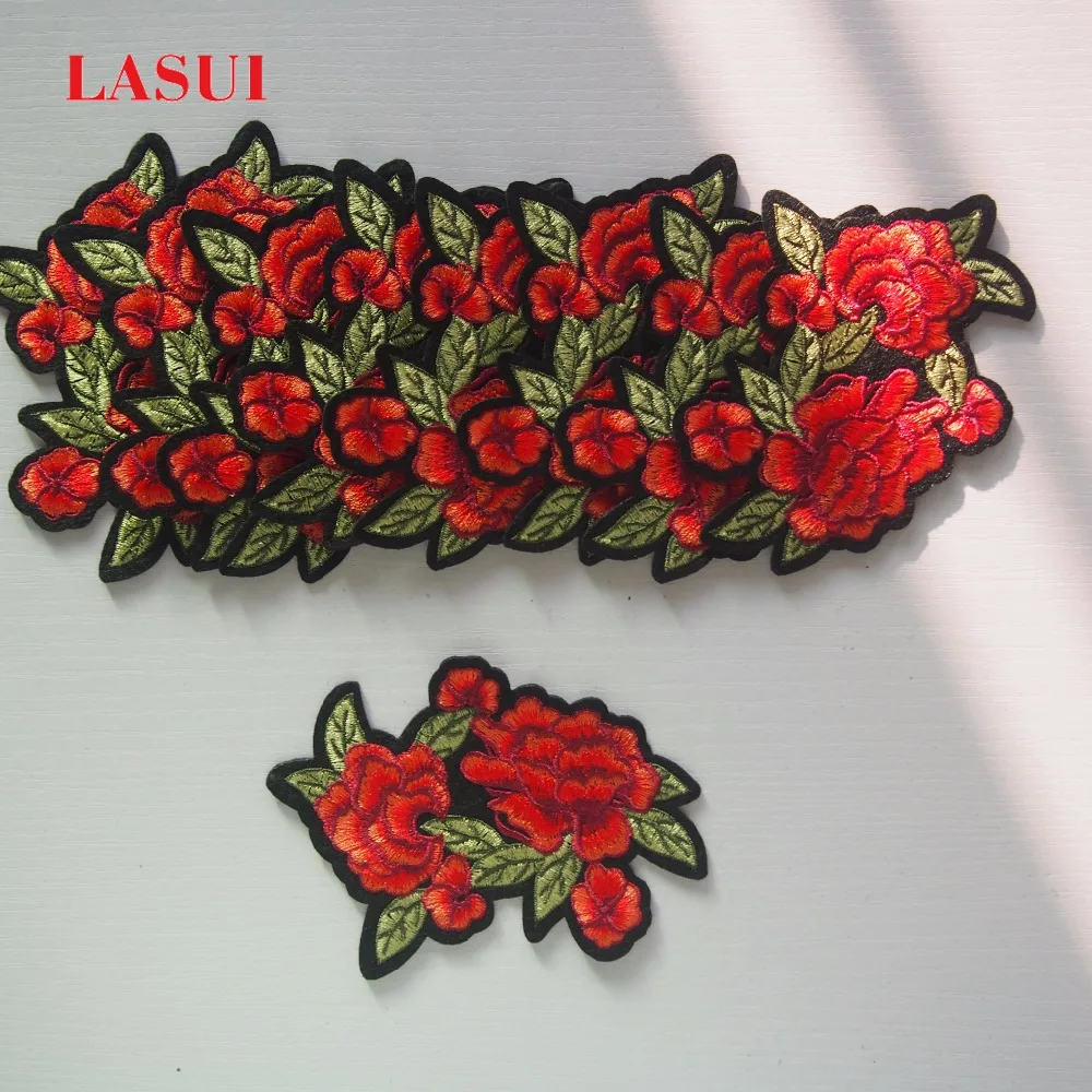Новинка 2017 года красивые 3D патчи LASUI 8*12 см = 1 шт. с цветочной вышивкой красная роза