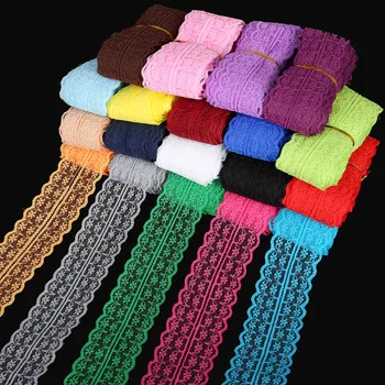 

High Quality 5 yards 19 Colors lace ribbon cord Width 45MM Embroidered Net Lace Trim Fabric thread for DIY Baby hair Sewing