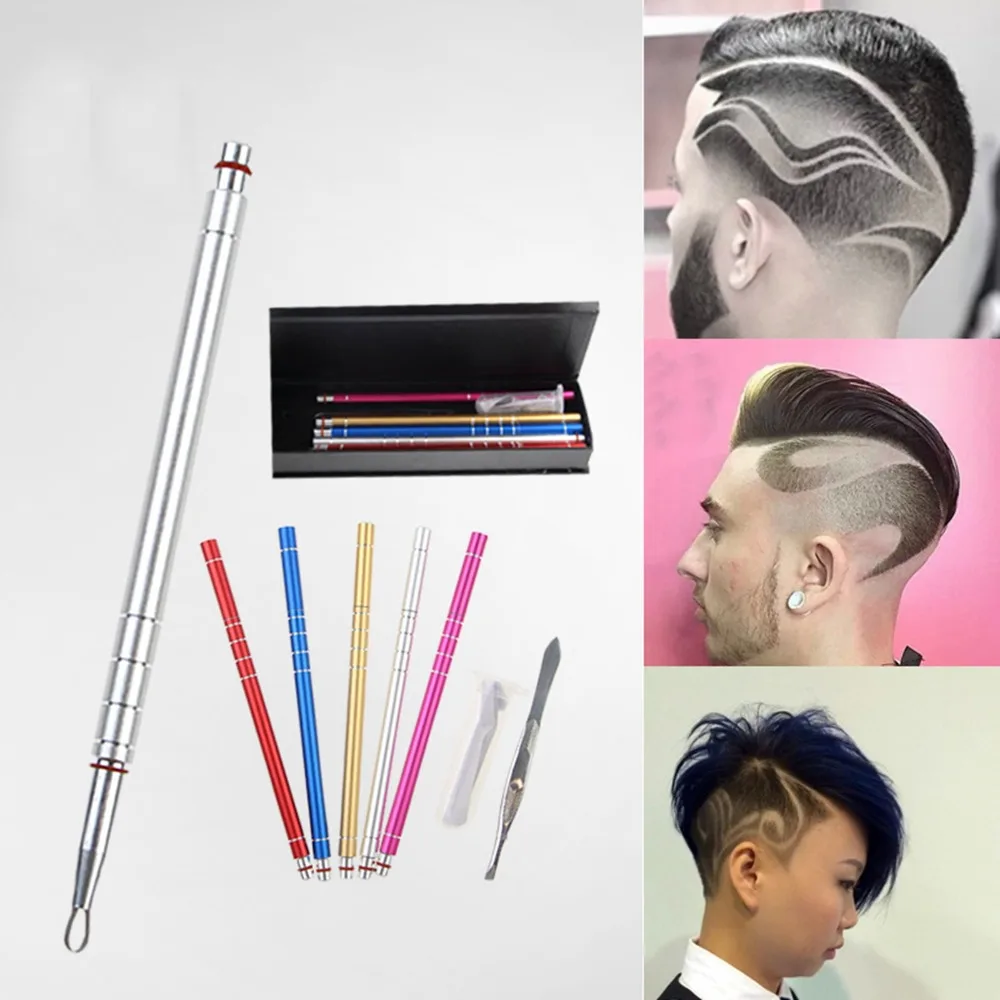 

10Pcs Blades Hair Engraving Shaver Salon Engraved Pen Stainless Steel Hair Styling Eyebrows Beard Razor Shaving w Tweezers Tools