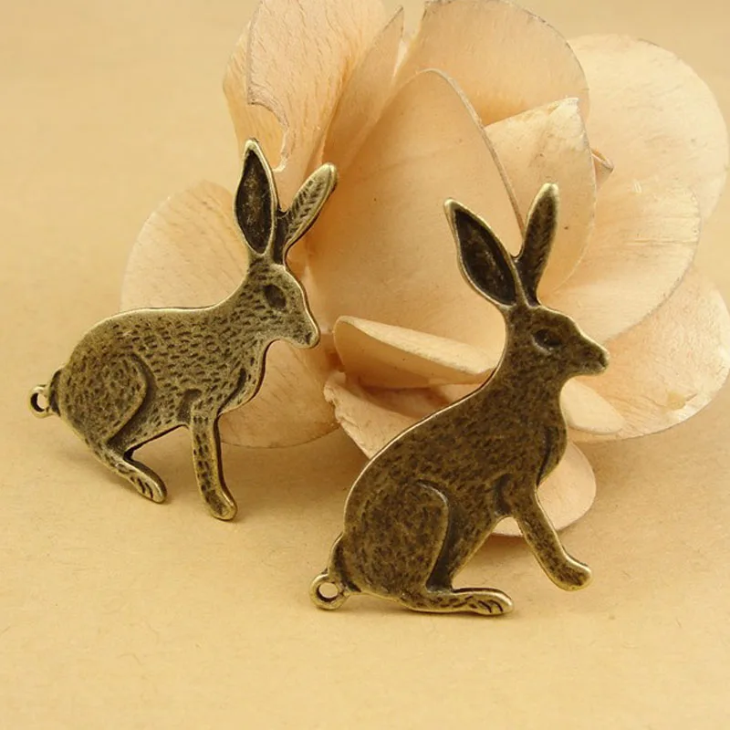 48*27MM Antique Bronze Retro rabbit charm pendants, DIY retro jewelry