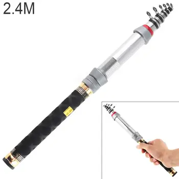 

2.4m Carbon Fiber Mini Multifunction Telescopic Fishing Rod Ultra Sea Spinning Fishing Pole with Small Guide Rings