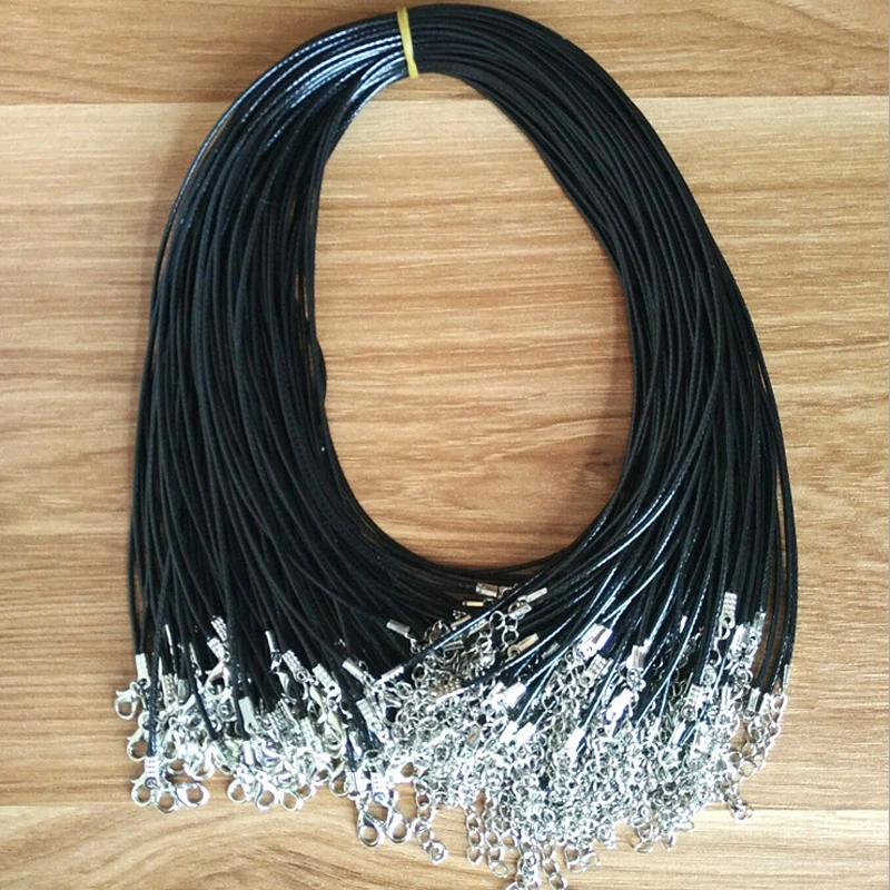 50pcs/lot 17-19inch Black Leather Cord Necklace String 2mm With Clasp Diy Jewelry Making Materail Accessories Fittings | Украшения и