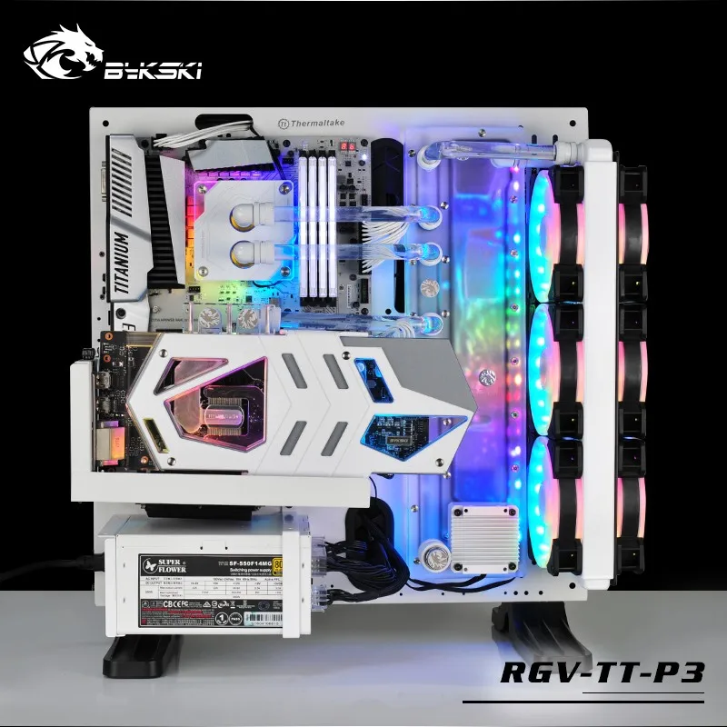 BYKSKI Acrylic Board Water Channel Solution use for ThermalTake/Tt Core P3 for CPU GPU Block / 3PIN