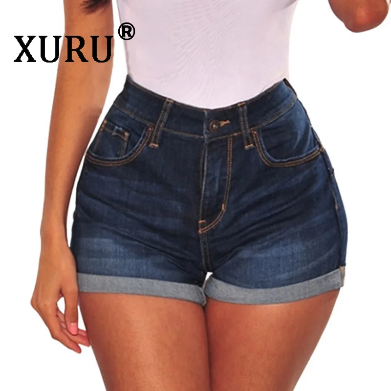 

XURU 2019 summer new sexy women's denim shorts Slim personality high waist casual washed old jeans