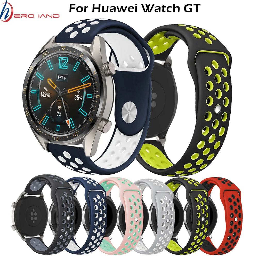 Силиконовый ремешок 22 мм для Huawei Watch GT Смарт часы Samsung Galaxy 46 Силиконовые Ремешки