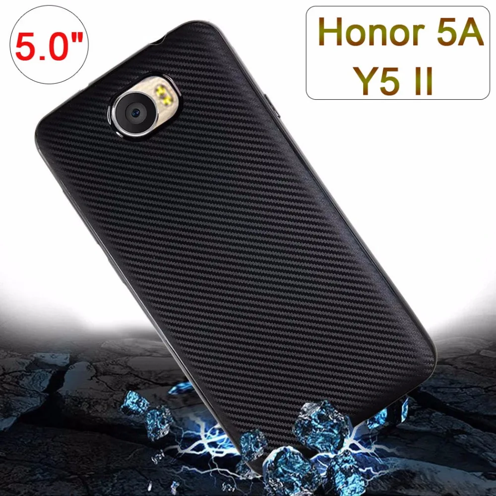 

Carbon Fiber Fitted 5" Phone Bag For Huawei Honor 5A Y6II Compact Y5II Y5 II 2 LYO-L21 Case Cover 360 Soft Full Protector Shell