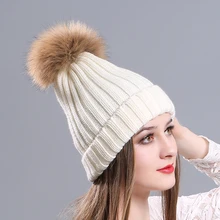 MIARA. L, вязаная шерстяная шапка из меха енота, шапка, сохраняющая тепло и тепло от ветра, меховые шапки для девочек, натуральный мех, НОВАЯ шапка