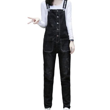 

Spring Autumn New Denim Playsuit Women Slim Korean Jeans Denim Jumpsuit Women's Casual Black Button Pocket Jeans Jumpsuits B316