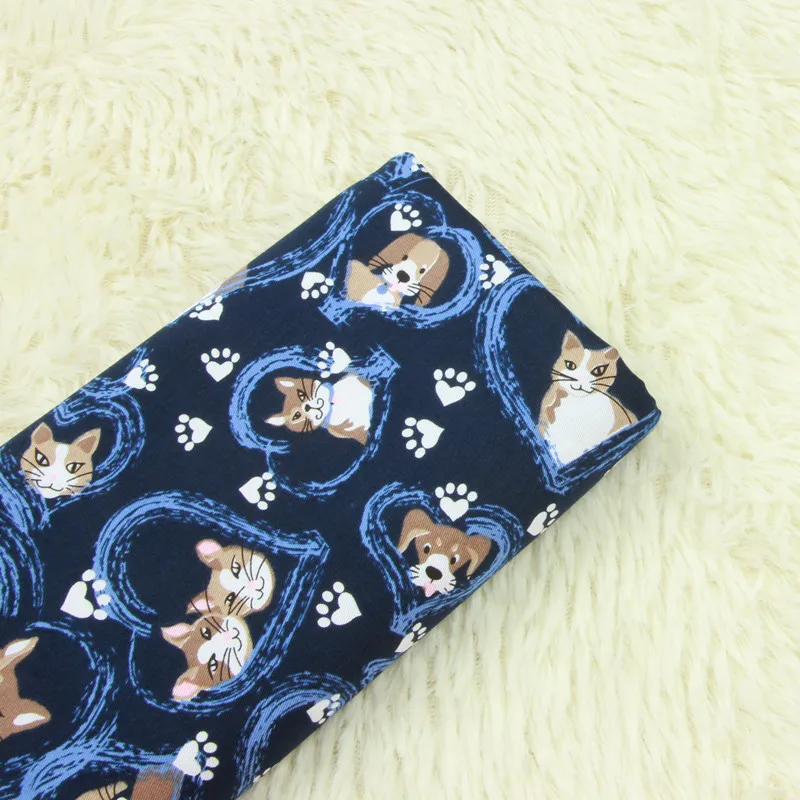 

100x140cm/39x55inch Cat and Dog Cotton Twill Fabric