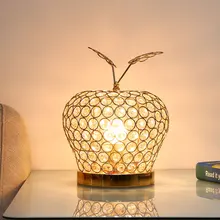 European Crystal Apple Table Lamp Bed Light Modern Creative Crystal Bedside Luminaria de mesa