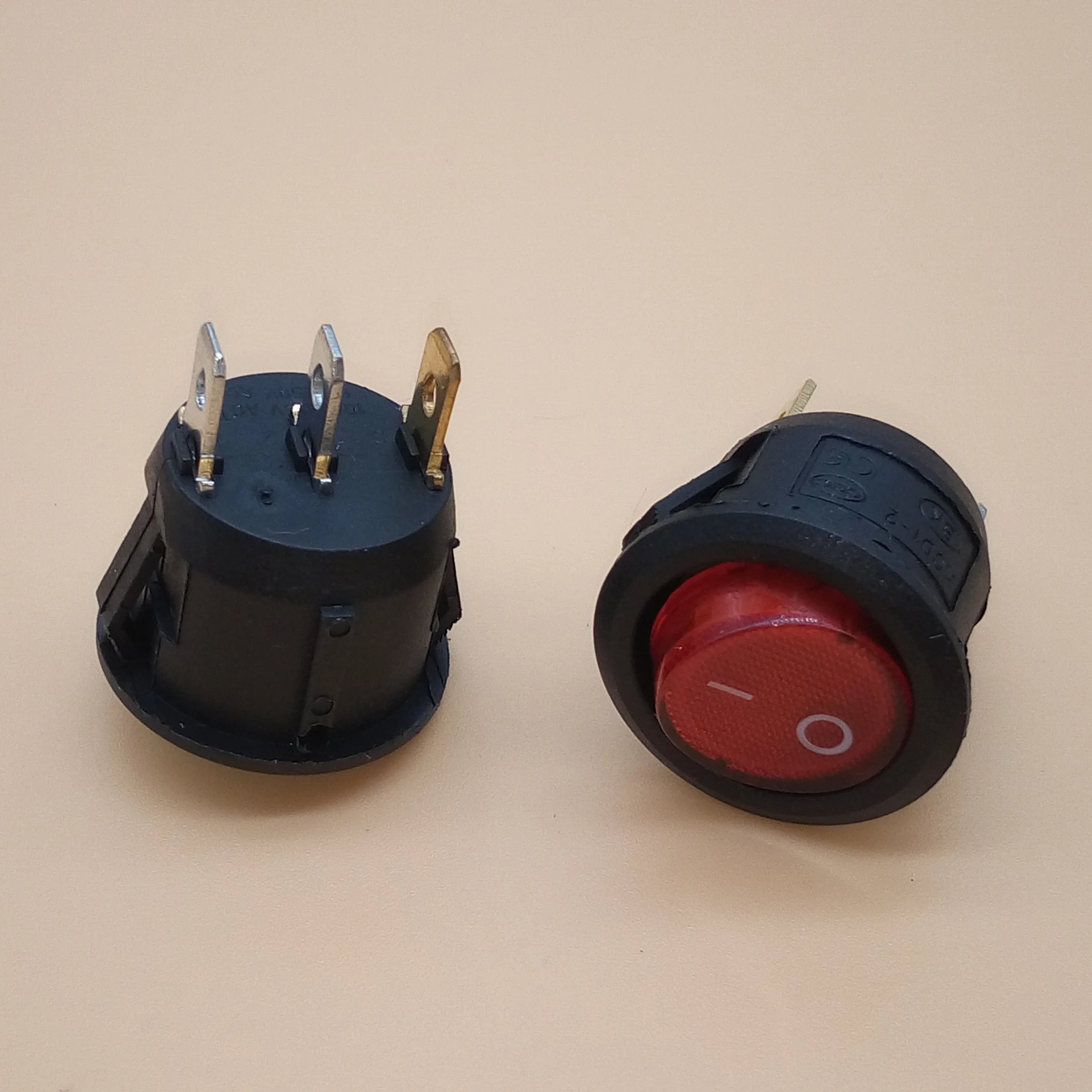 5pcs RED/Green Light Button Rocker Switch 6A 250V Round Rocker ON/OFF SPST Switches 3 Pins Toggle 23mm Diameter