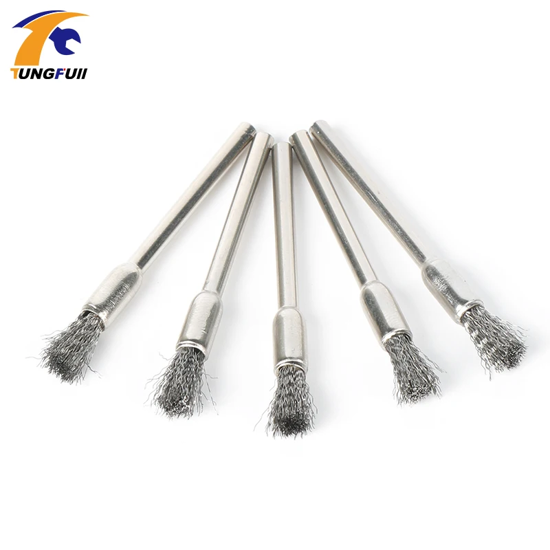 TUNGFULL 5pcs Steel Wire Wheel Dremel Wire Brush Deburring For Dremel