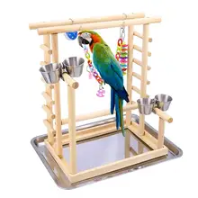 Игровая площадка для попугая-птичка, игровая площадка для попугая, деревянная окунь, игровая лестница для тренажерного зала с питательными чашками, игрушки для упражнений