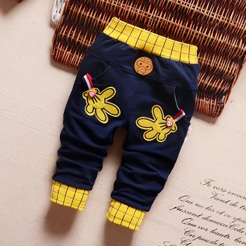 

DIIMUU New Fashion Baby Boys Clothing Solid Full Length Trousers Appliques Cartoon Palm Spring Fall Pants Fits 1-3 Years