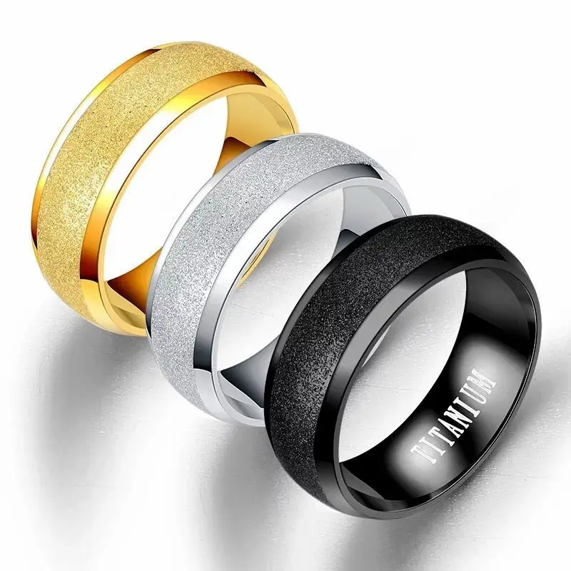 

MxGxFam 316L Titanium Steel Frosted Rings Gold / White For Men jewelry Fashion No Change Color Glod