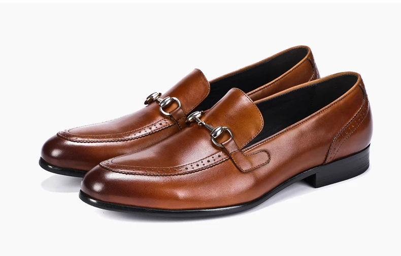 Men's Leather Casual Shoes' Business Black Oxfords Genuine Leather Shoes Men Big Size Wedding Casual Shoes Men Brown Loafers New (8)