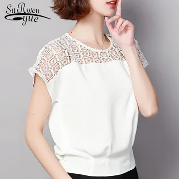 

Fashion women blouses 2019 O-neck plus size white blouse women tops chiffon women blouse shirt womens tops and blouses 3231 50