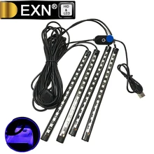 Автомобильные Внутренние огни 4-Piece 16 светодиодный атмосферное освещение автомобиля интерьер Underdash освещение комплект Авто USB Торшер для всех транспортных средств