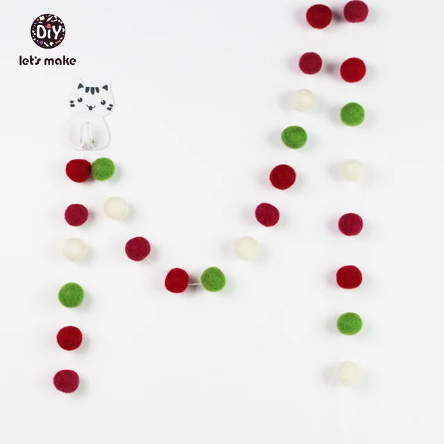 lets make 40pc christmas garland vintage christmas felt ball red white green wool pom pom garland - Felt Christmas Garland lets make 40pc christmas garland vintage christmas felt ball red white green wool pom pom garland - Felt Christmas Garland