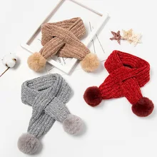 Лидер продаж, детский зимний шарф для девочек и мальчиков, детский шарф с помпоном, теплый для шеи теплые шарфы, Вязаная Шерсть, теплая горловина, echarpe foulard