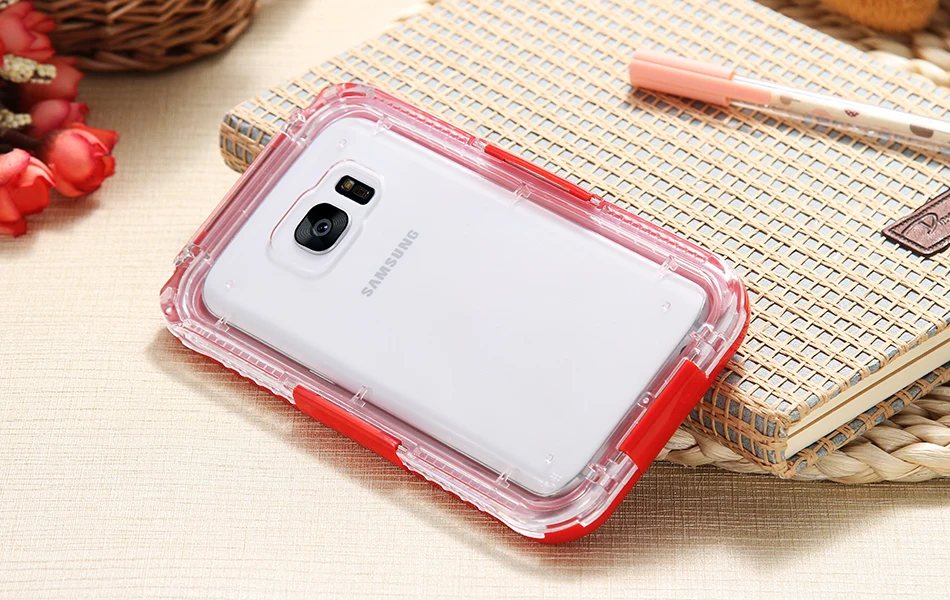 For Samsung Galaxy S7 S7 edge Waterproof Case Diving Underwater Watertight Cover Universal Hard PC+TPU Full Clear For S7 S7 Edge (15)