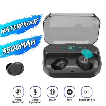 

CVC 8.0 bluetooth 5.0 TWS Wireless Earbuds Smart for Touch IPX7 Waterproof Stereo Earphone 3500mAh Power Bank Wireless Earphone