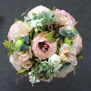 

12pcs/pack Artificial Peony Flower Wedding Bride Bouquet Flower Bridesmaid Event Party Props Wedding Live Decorative Flower