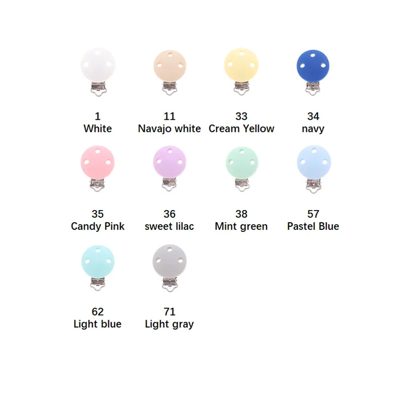 10pcs Round Silicone Clips Bpa Free Baby Teething Teether Necklace Accessories Infant Pacifier Holder Chain Nipple Clasps DIY
