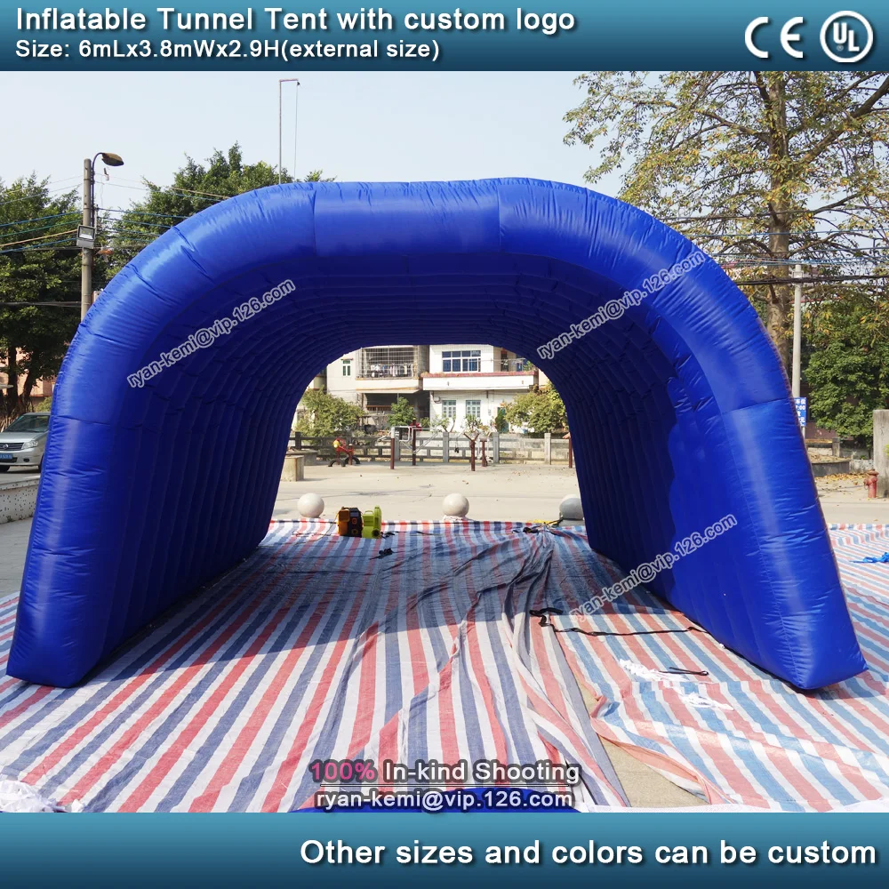 20ft 6mL inflatable tunnel tent with custom logo blue inflatable sports tunnel wedding party outdoor events inflatable shelter 3