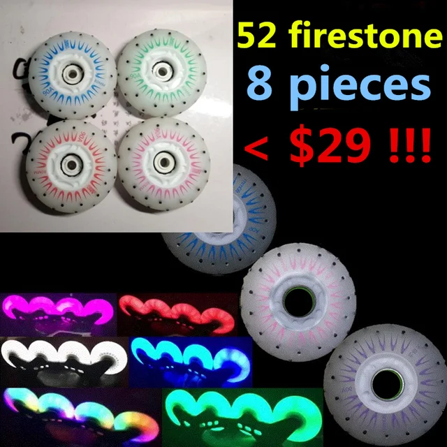 [LED+Firestone] New Arrival LED Flash Wheel 90A Inline Skates Wheel 52
