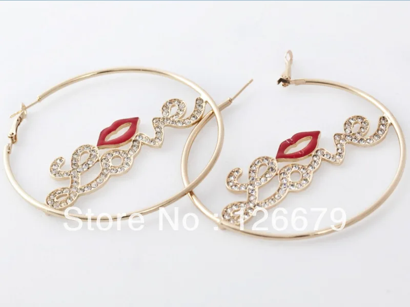 Fashion Crystal Love Words Hot Red Mouthy Hoop Earrings Basket Ball Wives Earrings Jewelry Products In Fashion Crystal Love Words Hot Red Mouthy Hoop Earrings Basket Ball Wives Earrings Jewelry Products In