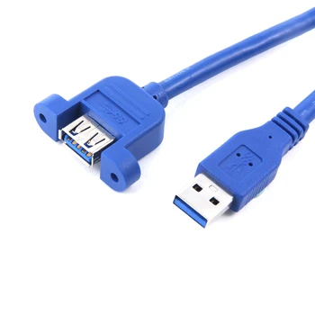 

2017 Newest Arrival 50cm USB3.0 male to female extension cable with screw hole Can Lock Panel Mount Cable for PC Laptop