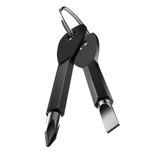 Mini destornillador multifunción EDC de acero inoxidable, en forma de llave, ranurados, destornilladores de llavero, herramienta de reparación de bolsillo, 1 Juego