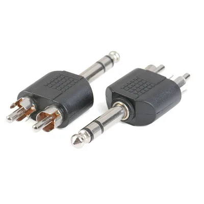 

6.35mm Adaptor Double Track Plug Turn Double RCA Male Plug /6.5 To Two RCA Male Plug/ One-to-two