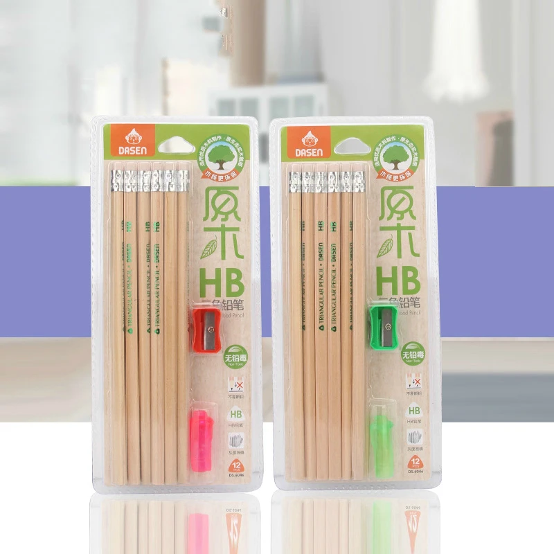 

12 pcs pencils with eraser and Pencil sharpener Pen holder stationery set for student school & office Wholesale drop shipping