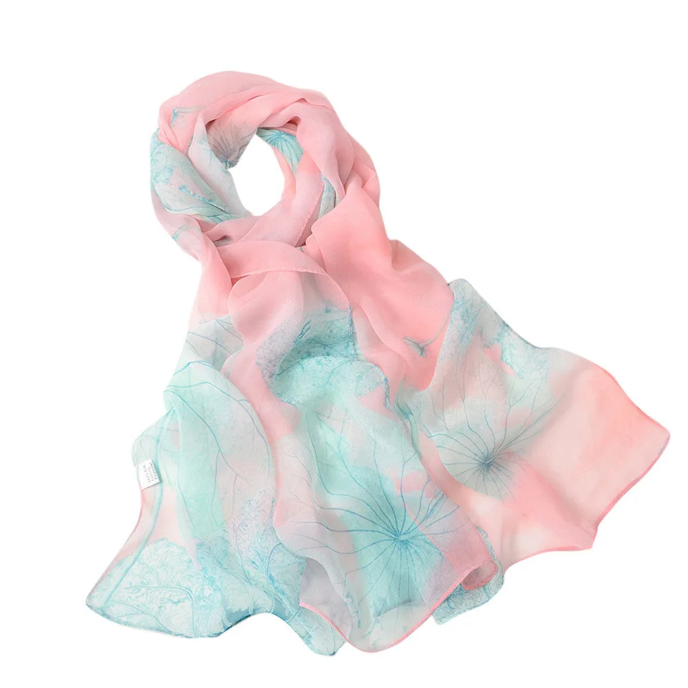 KANCOOLD, Модный женский шелковый шарф, квадратный платок, женский шарф с принтом лотоса, длинная мягкая накидка, Женская шаль, вуаль, S10 SE14