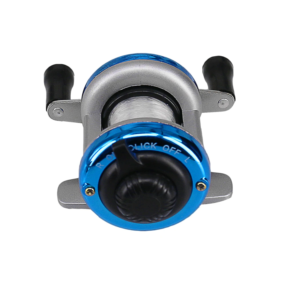 DEUKIO Mini Portable Ice Fishing Reel 1BB Dual Rocker Arm Baitcast Coil Roller Winter Bait Casting Fishing Reel with Line 90m