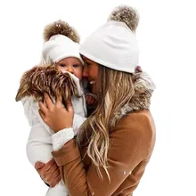 1 комплект шляпы хип-хоп мама зима теплая детская мода осень-зима девочка шляпа новорожденный Фотография реквизит sombreros Gorra de bebe para