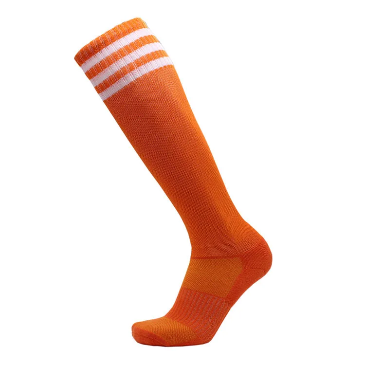 Полотенце с изображением футбольного мяча носки чулки мужские высокие носки дышащие противоскользящие нейлоновое полотенце хлопок футбол фабрика прямые спортивные носки - Цвет: Orange