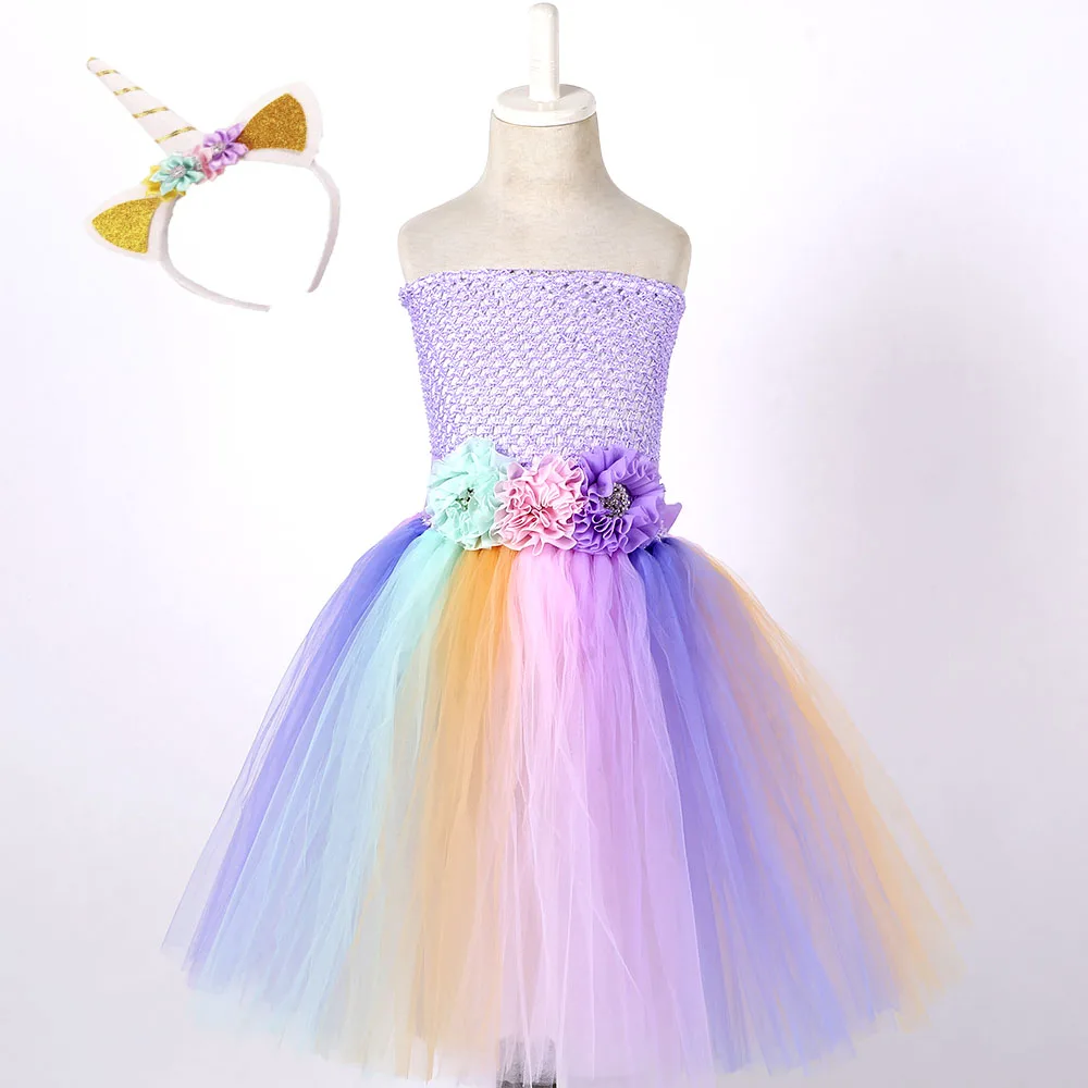 

Little Baby Girl Pony Unicorn Cosplay Dress Costume Child Pastel Wedding Tutu Dress Flowers Girls Birthday Party Dresses Outfit