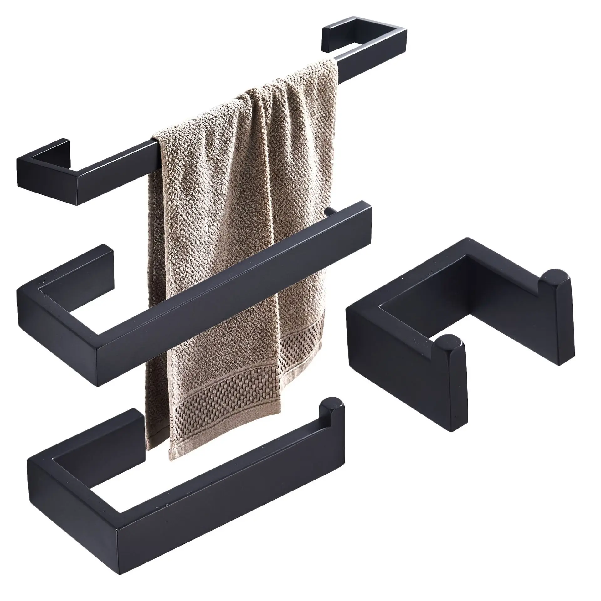 

Bathroom Accessories Set Stainless Steel Black Bath Hardware Sets Towel Rack,Paper holder Towel Ring Towel Holder Hooks 4pcs/set