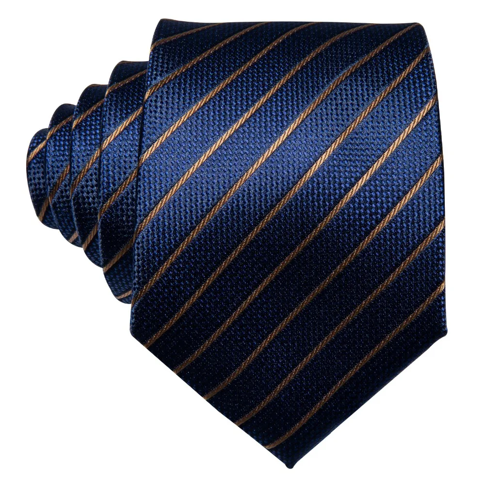 2018 Для мужчин галстук темно-синий в полоску 100% шелковый галстук Барри. ван 3,4 "Жаккард вечерние свадебные тканые модных дизайнеров галстук