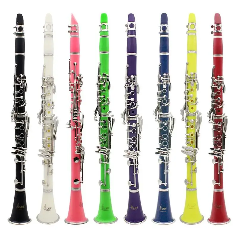 

Clarinet ABS 17 Key bB Flat Soprano Binocular Clarinet with Cork Grease Cleaning Cloth Gloves 10 Reeds Screwdriver Reed Case