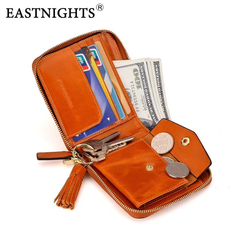 Женский кошелек из воловьей кожи EASTNIGHTS короткий Карманный портмоне с отделением