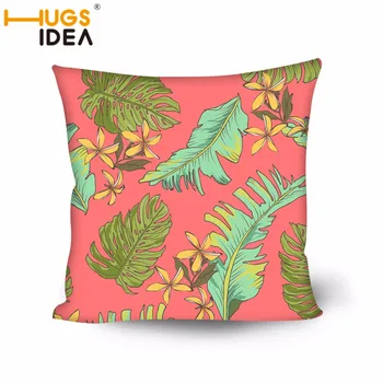 

HUGSIDEA Pillow Case Polyester Decorative Pillowcases Flowers Pillow Case Palm Printing Style Sofa Back Cushion Cover 50*50cm