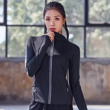 Новая куртка для бега для женщин Йога молния с длинным рукавом женская спортивная куртка Фитнес Женская Толстовка Спортивная женская одежда