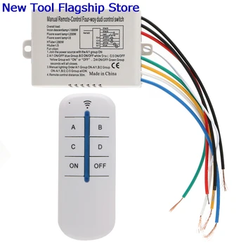 

4 Channel Wireless ON/OFF Lamp Remote Control Switch Receiver Transmitter New 2018 New
