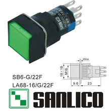 Interruptor de botão de pressão de cabeça quadrada xb6eca31p xb6eca41p la68 las1 lay16 xb6g/22f retorno momentâneo da mola 16mm