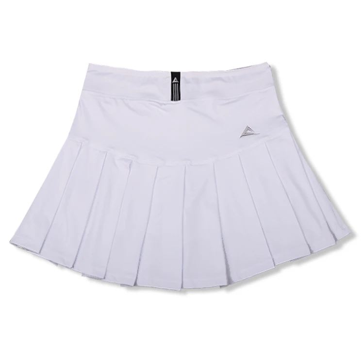 Женские юбки, быстросохнущая Спортивная юбка для бадминтона, плиссированные юбки-шорты, карманная теннисная юбка с защитными шортами - Цвет: Белый